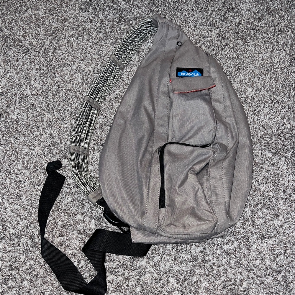 Kavu Grey Sling Belt Bag with Patterned Strap